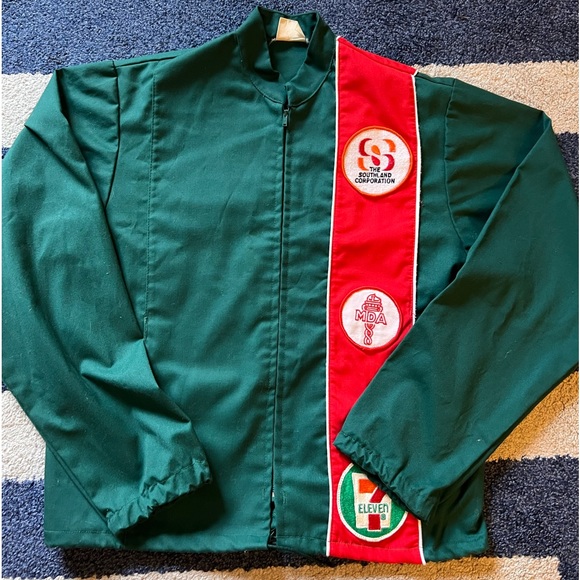 RARE Vintage 70s 80s 7 Eleven 11 Store Employee Crew Uniform Jacket Green - Picture 2 of 15